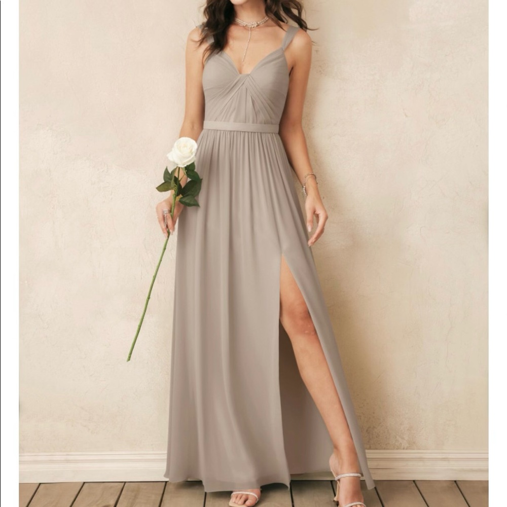 AW Bridal Tan Chiffon Bridesmaid Dress